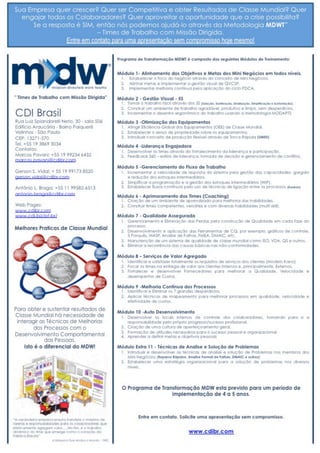MDW - Mission-Drected Work Teams - Mini Negócios