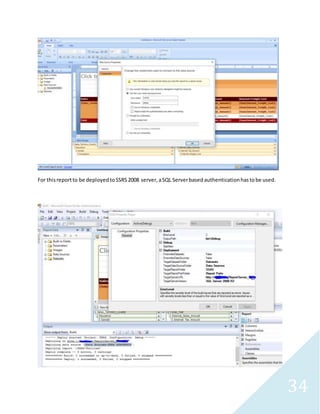34
For thisreportto be deployedtoSSRS 2008 server, aSQL Serverbased authenticationhastobe used.
 