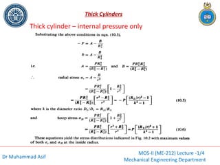 Comprehensive Lecture on Thick Cylinder Stress Analysis and Design | PDF