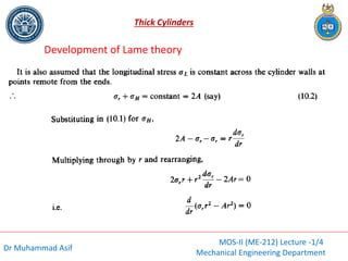 Comprehensive Lecture on Thick Cylinder Stress Analysis and Design | PDF