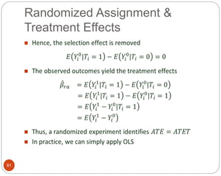 Randomized Assignment &
Treatment Effects
91

 
