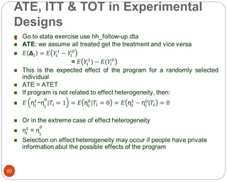 ATE, ITT & TOT in Experimental
Designs
93

 