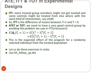 ATE, ITT & TOT in Experimental
Designs
94

 