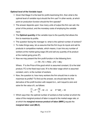 Managerial Economics (Chapter 6 - Theory and Estimation of Production ...