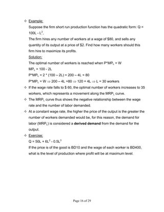 Managerial Economics (Chapter 6 - Theory and Estimation of Production ...