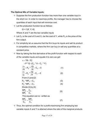 Managerial Economics (Chapter 6 - Theory and Estimation of Production ...