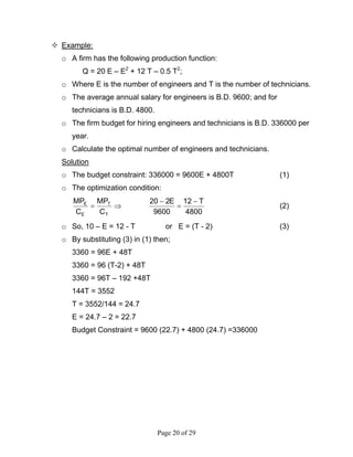 Managerial Economics (Chapter 6 - Theory and Estimation of Production ...