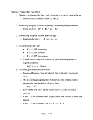 Managerial Economics (Chapter 6 - Theory and Estimation of Production ...