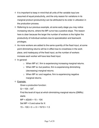 Managerial Economics (Chapter 6 - Theory and Estimation of Production ...