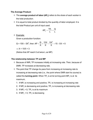 Managerial Economics (Chapter 6 - Theory and Estimation of Production ...