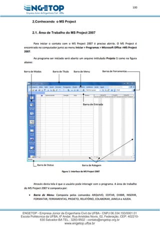 100
2.Conhecendo o MS Project
2.1. Área de Trabalho do MS Project 2007
 