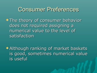 Theory of Consumer Behavior in managerial economics | PPT