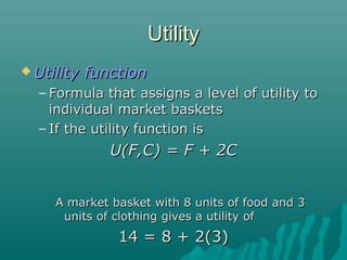 Utility Function Formula Table Theory of Consumer Behavior in managerial economics | PPT