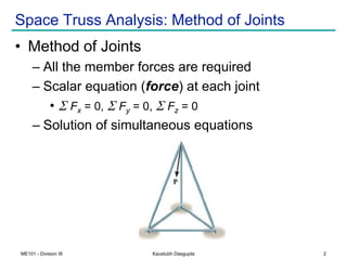 Unit - III Analysis of Pin Jointed Plane Trusses / Frames | PDF