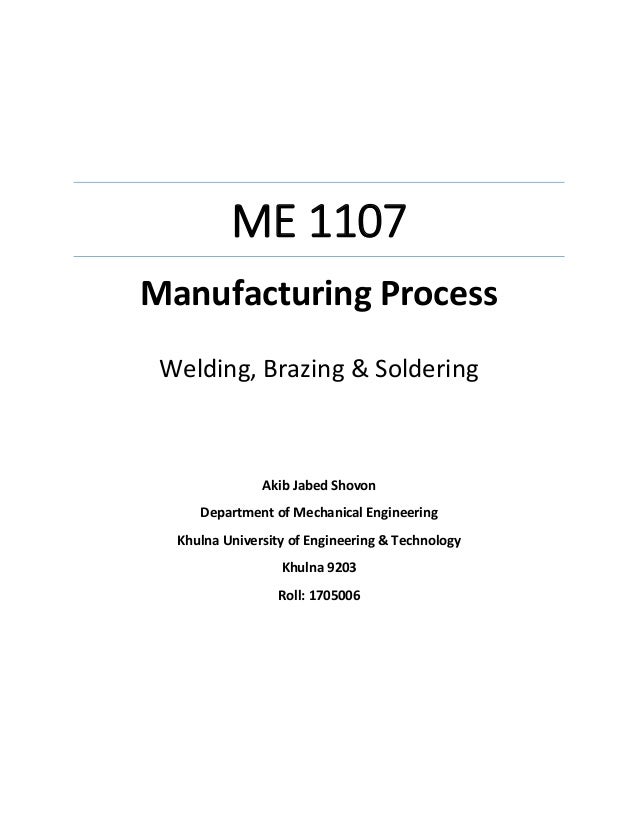 Manufacturing Process Welding Brazing Soldering - 