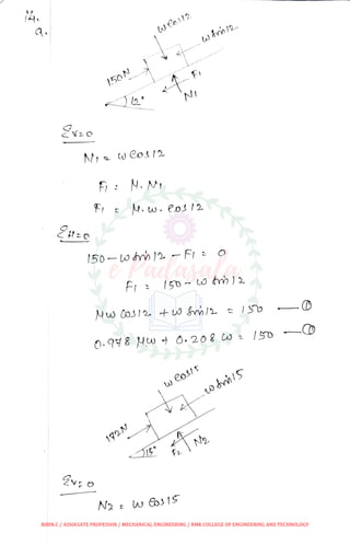Me 1206 engineering mechanics anna university april may 2010 - solved ...