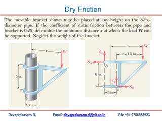Devaprakasam D, Email: devaprakasam.d@vit.ac.in, Ph: +91 9786553933
Dry Friction
 