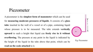 Piezometer Form Pressure Measurement in Fluid Mechanics 1 | PDF