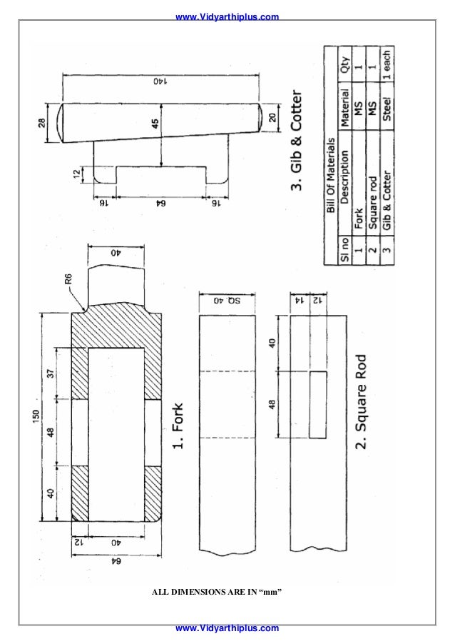 Cotter Joint Drawing With Dimensions There is no relative angular
