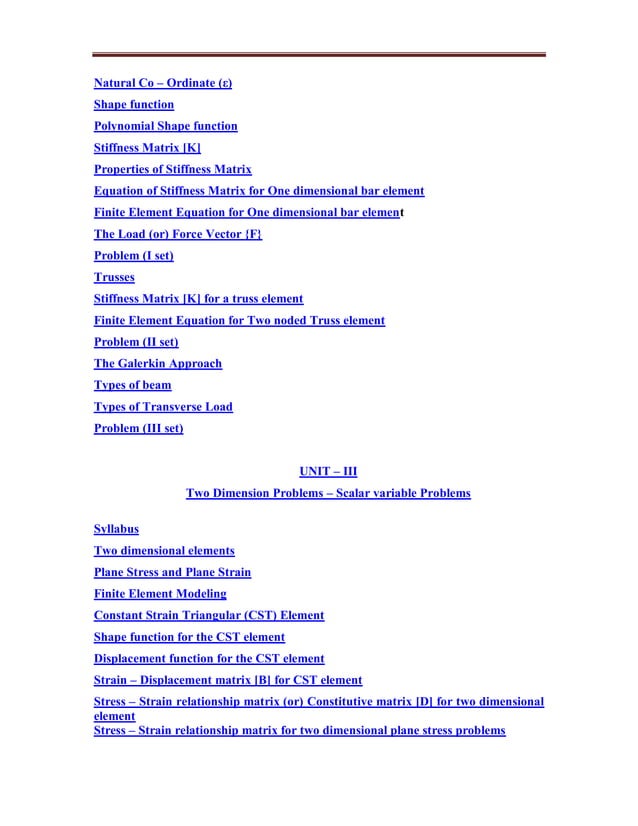 Me2353 Finite Element Analysis Lecture Notes Pdf Me2353 Finite Element Analysis Lecture Notes Pdf