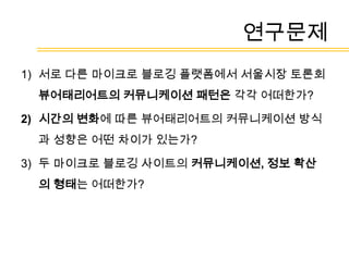 상호작용의 패턴 (boyd, Golder, & Lotan, 2010; McNely, 2009)  