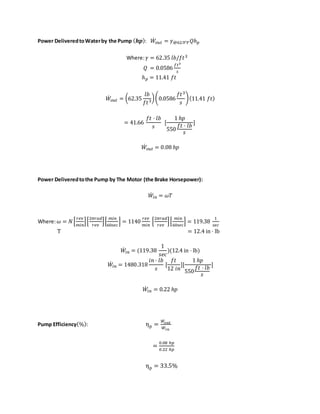 Fluid Mechanics Centrifugal Pump Performance Experiment | DOCX