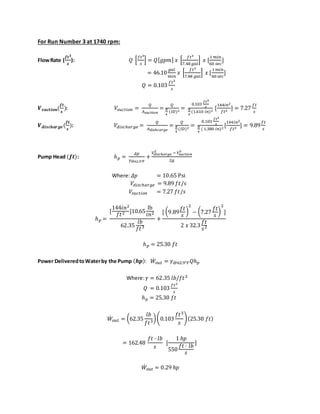 Fluid Mechanics Centrifugal Pump Performance Experiment | DOCX