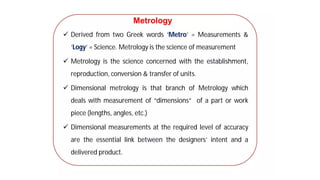 ME3592 Metrology and Measurements Unit I