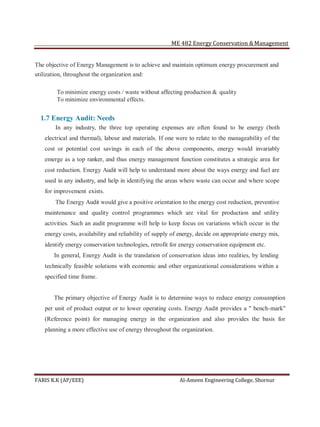 Me 482 energy conservation and management notes | PDF