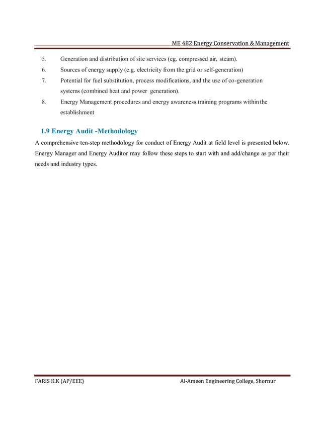 Me 482 energy conservation and management notes PDF
