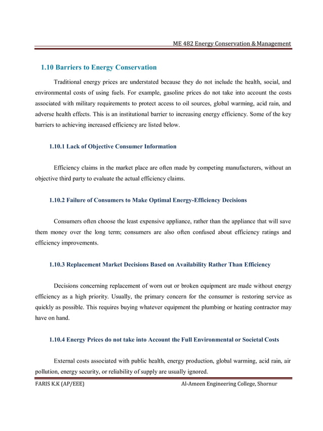 Me 482 energy conservation and management notes PDF