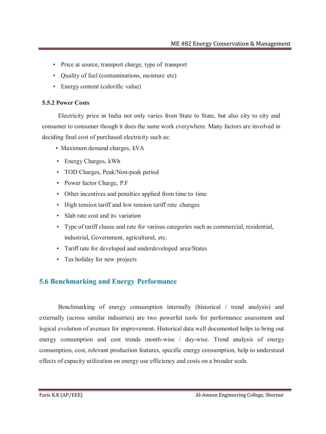Me 482 energy conservation and management notes PDF