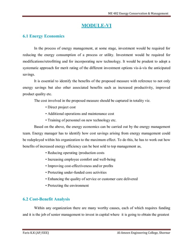 Me 482 energy conservation and management notes PDF