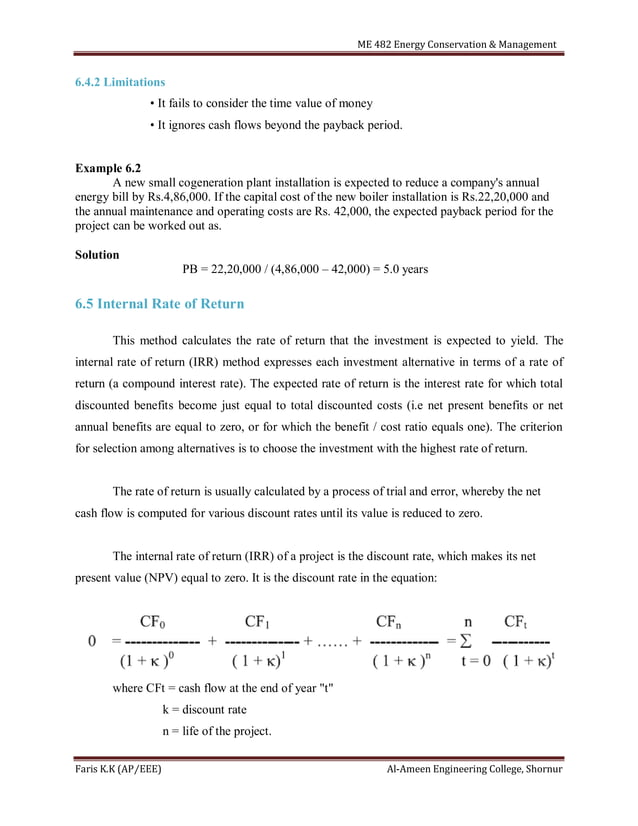 Me 482 energy conservation and management notes PDF