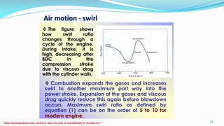 26 December 2017 ME 6016 ADVANCED IC ENGINES 74
Air motion - swirl
 