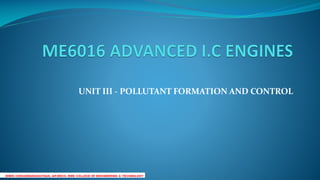 ME6016 ADVANCED I.C ENGINES - SHORT QUESTIONS AND ANSWERS