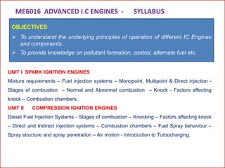 ME6016 ADVANCED I.C ENGINES - SHORT QUESTIONS AND ANSWERS