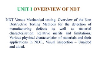 OVERVIEW OF NDT | PPTX