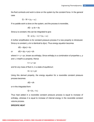 ME6301 ENGINEERING THERMODYNAMICS - LECTURE NOTES | PDF