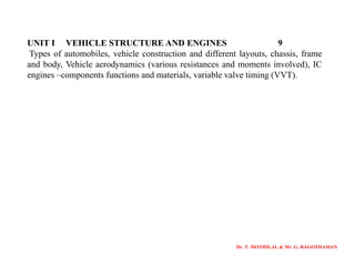 Me6602 Automobile Engineering Unit 1 Vehicle Structure And Engines Me6602 Automobile Engineering Unit 1 Vehicle Structure And Engines