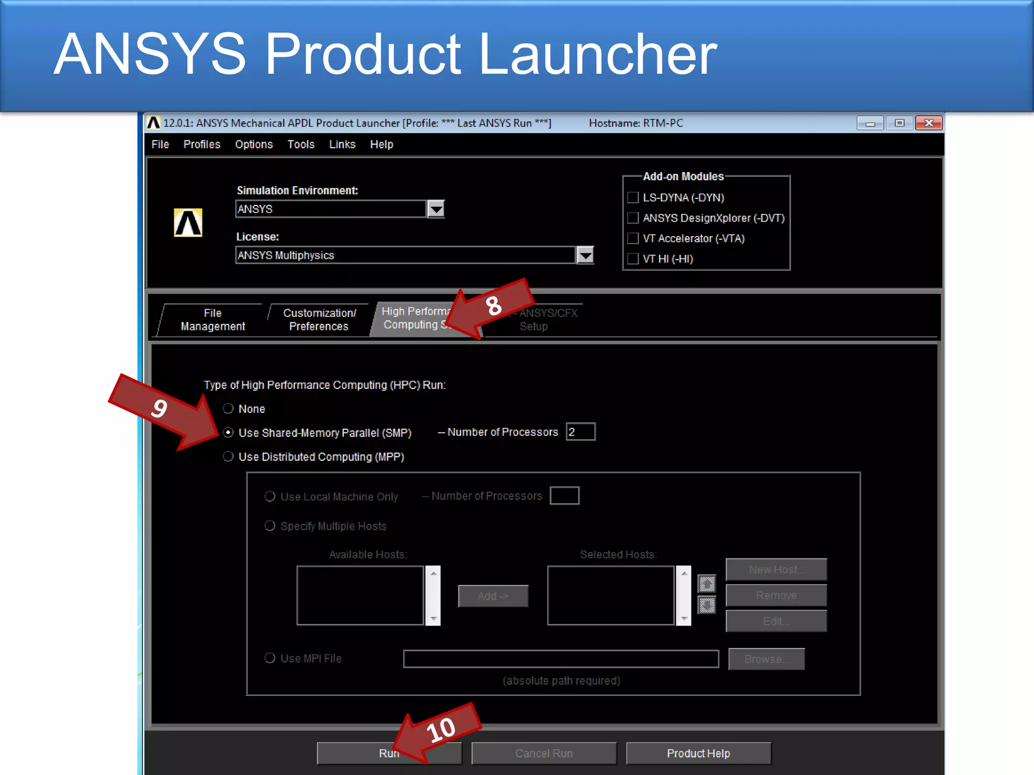ANSYS Product Launcher
 