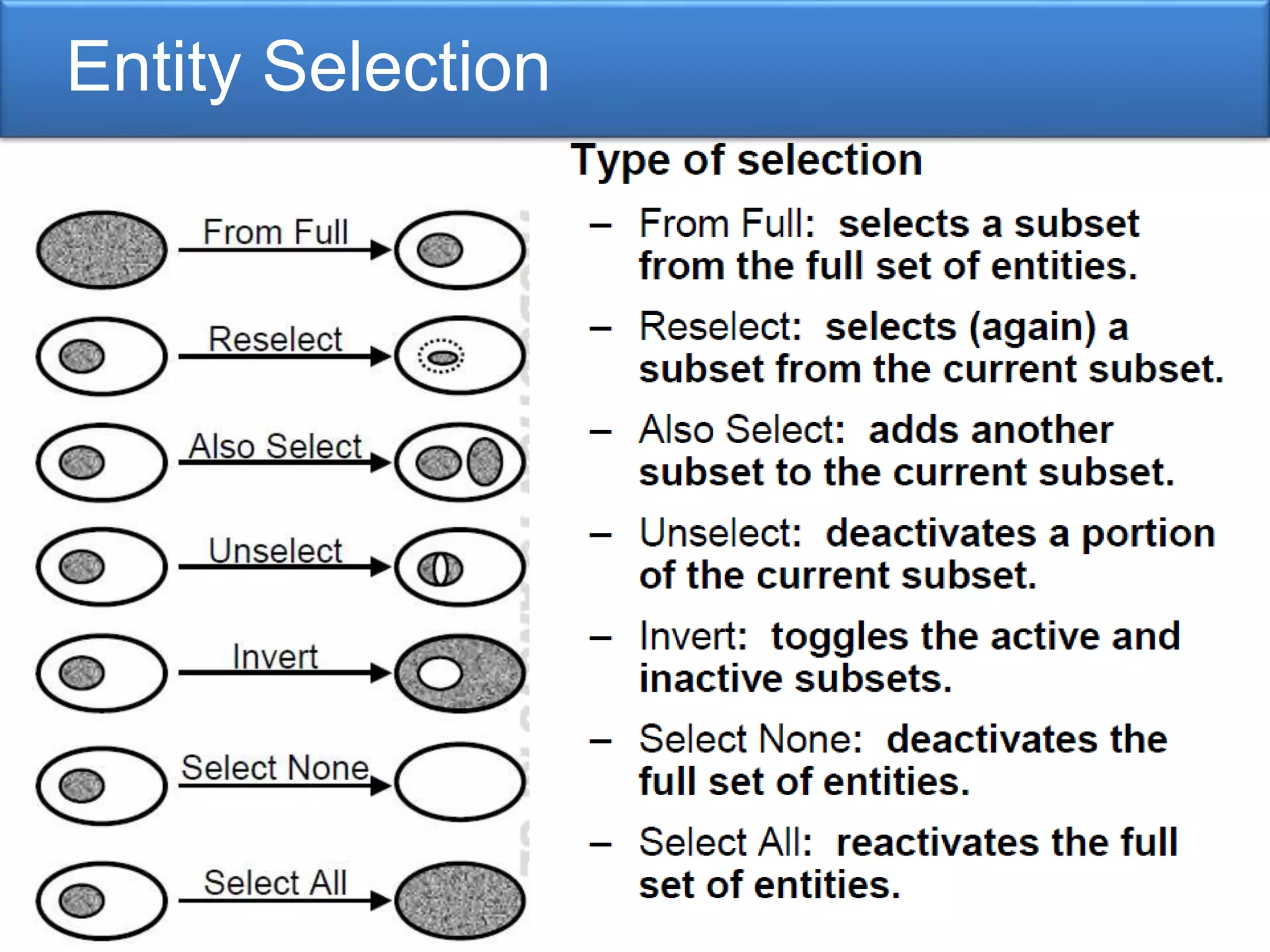 Entity Selection
 