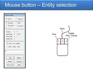 Mouse button – Entity selection
 