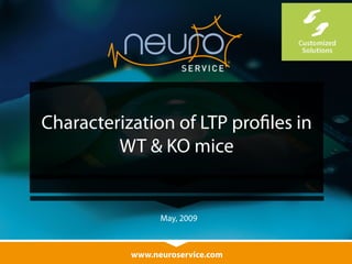 www.neuroservice.com
Characterization of LTP profiles in
WT & KO mice
May, 2009	
  
 