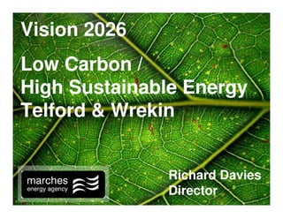 Vision 2026
Low Carbon /
High Sustainable Energy
Telford & Wrekin


              Richard Davies
              Director
 