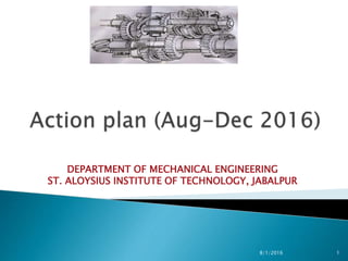 DEPARTMENT OF MECHANICAL ENGINEERING
ST. ALOYSIUS INSTITUTE OF TECHNOLOGY, JABALPUR
8/1/2016 1
 