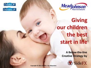 Giving
                                          our children
                                              the best
                                           start in life
                                               A Below-the-line
                                            Creative Strategy by


Copyright © 2011 SideFX / Jay Abeyratne
 