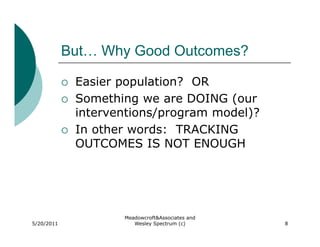 But… Wh G d O t
            B t Why Good Outcomes?
                                 ?

             Easier population? OR
...