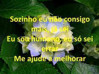 Sozinho eu não consigo
mais, já sei
Eu sou humano, eu só sei
errar
Me ajude a melhorar
 