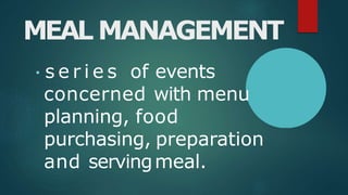 Meal and Menu Management | PPTX